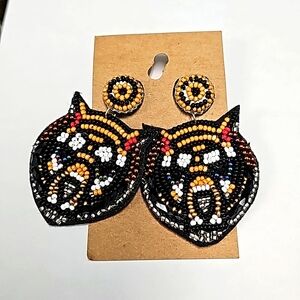 Tiger seed bead earrings